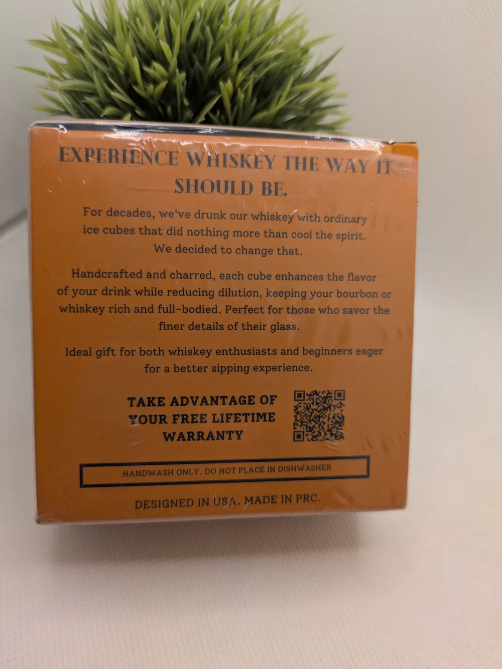 Reusable Ice Cubes for Drinks - 4 Wooden Whiskey Stones Set For Cocktails
